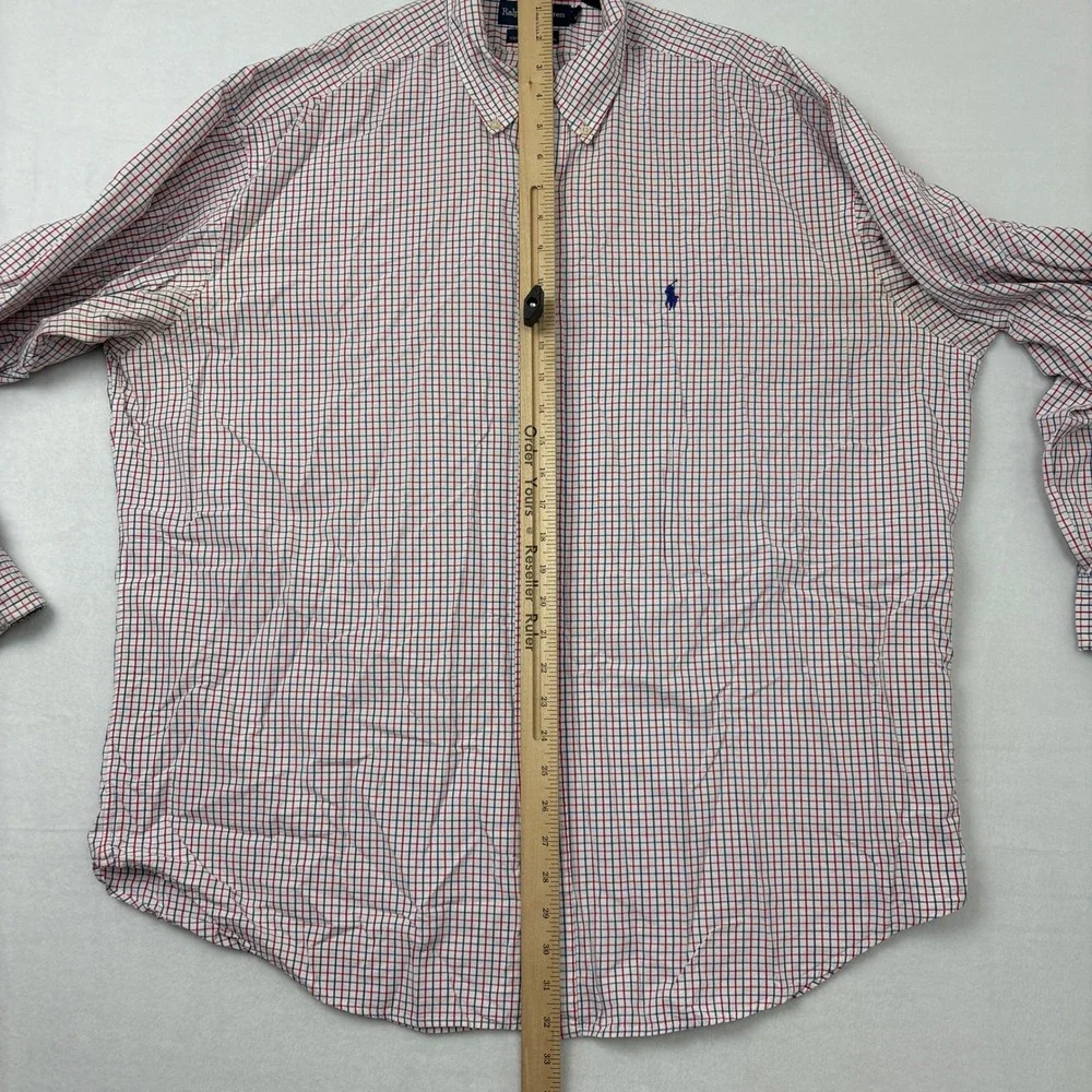 Polo Ralph Lauren Blake Shirt Mens XL Red Blue Plaid Cotton Long Sleeve Buttons